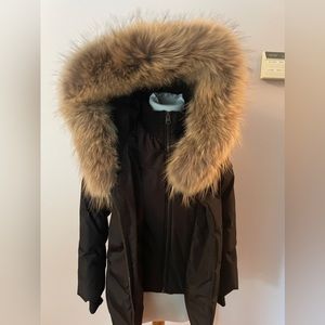 Mackage black jacket with fur hood. Never worn